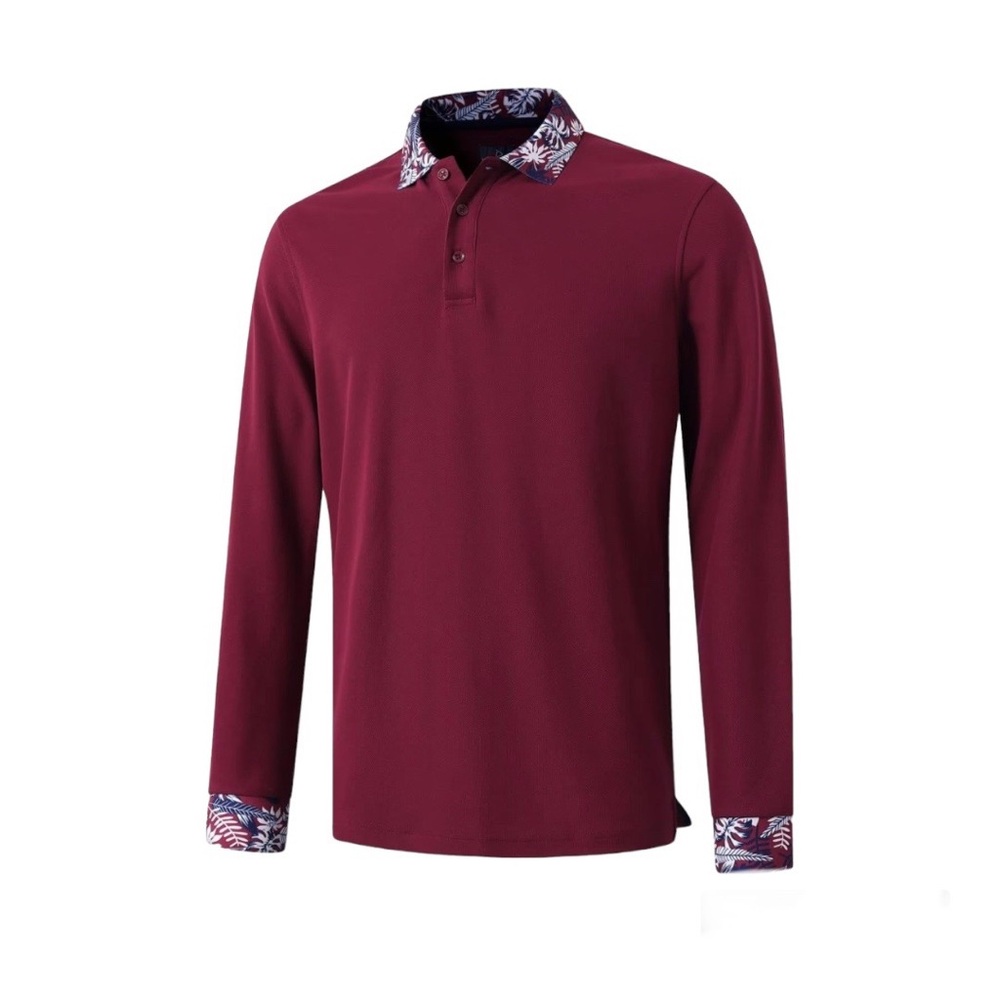 Men’s Burgundy Long Sleeves Shirt Size 3XL